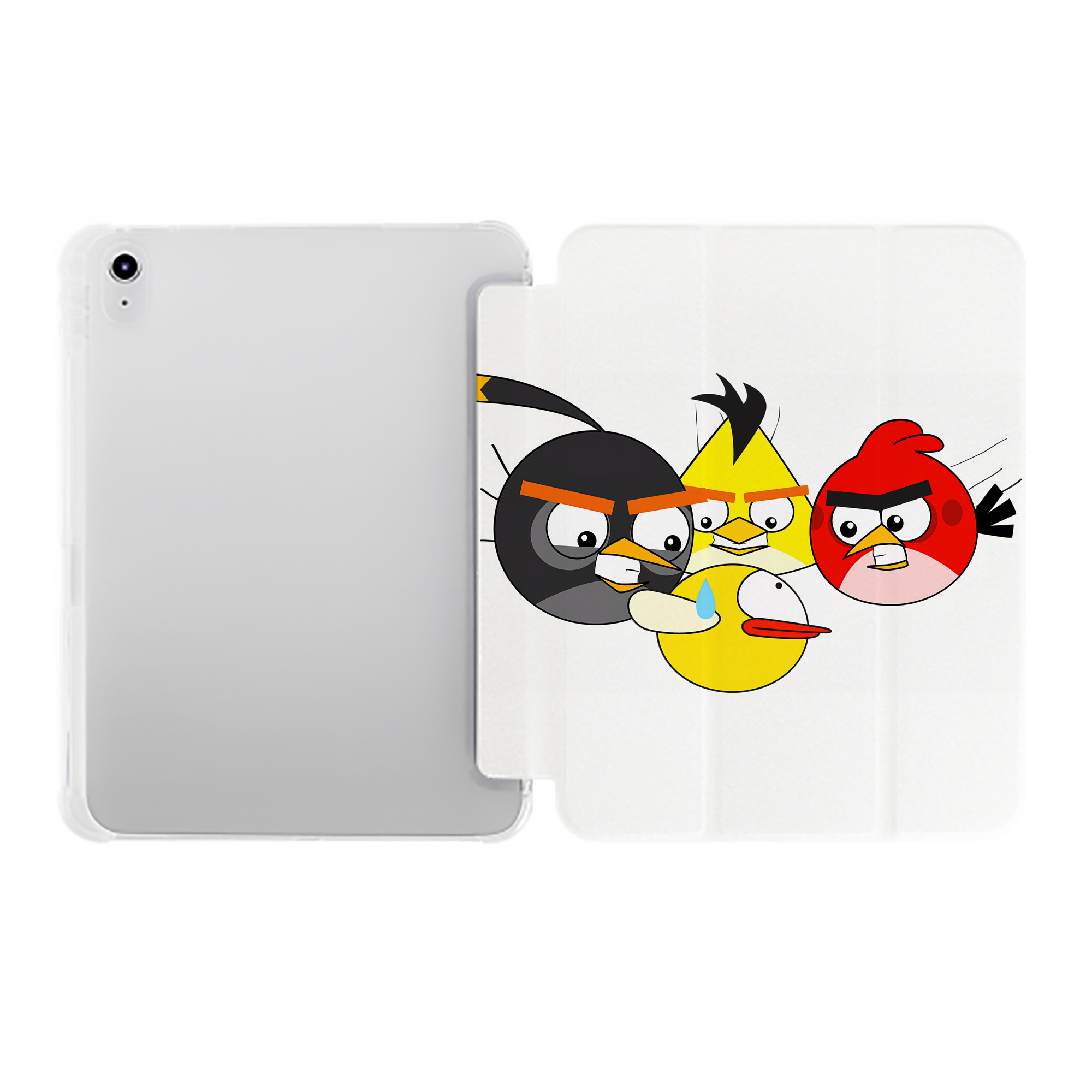 （画像用） Angry Birds アングリーバード IPad ケース ペン収納付き 三つ折りスタンド PUレザー×シリコン 対応機種9.5/10.5/10.9インチ